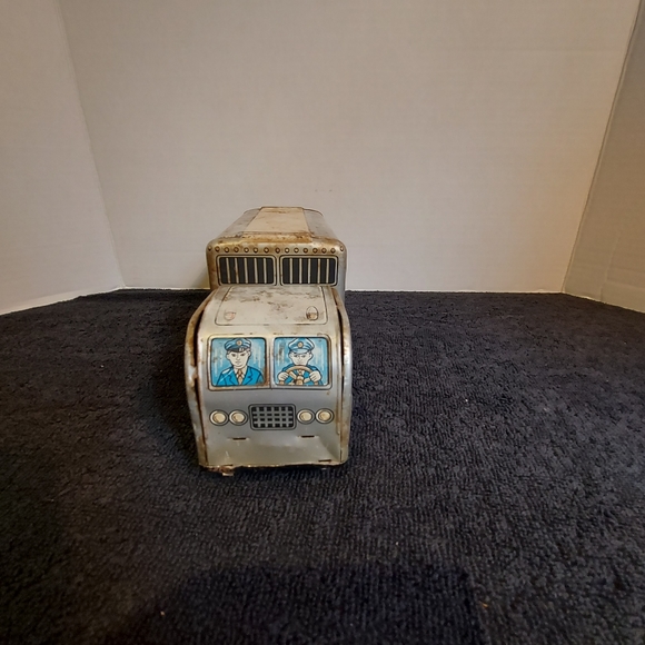 Made In Japan Friction Tin Toy Bank Police Paddywagon In Working Condition - Picture 2 of 8